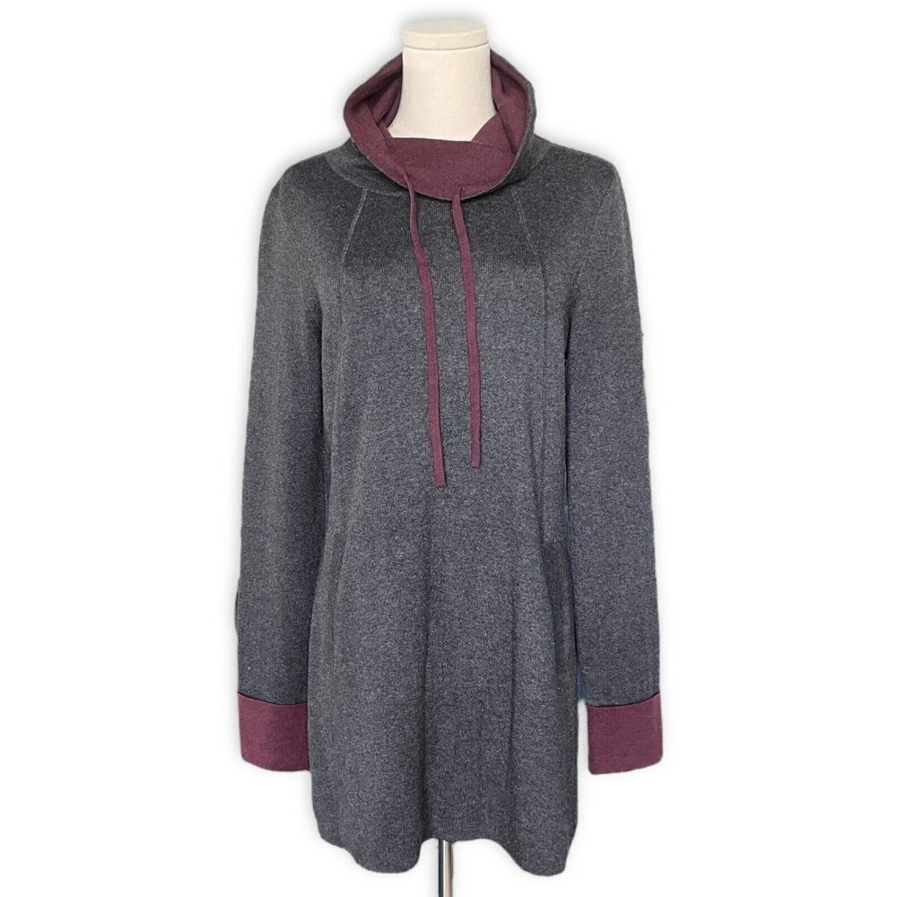 Cynthia Rowley Active Sweater Tunic‎ Women Sz M Gray Mock Neck Athleisure Dress